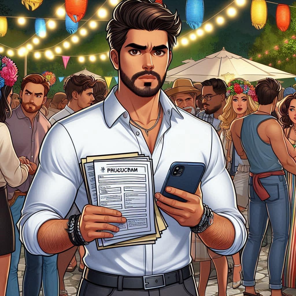 Un homme téléphone et programme en main pour illustrer le signe de la Vierge organisé même pour une soirée