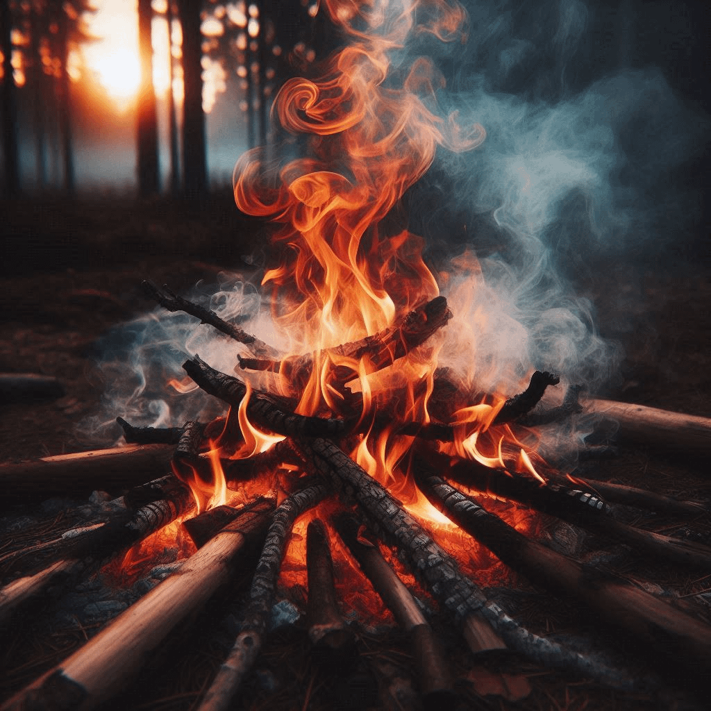 Un feu de camp, symbolisant la révolution intérieure du Bélier