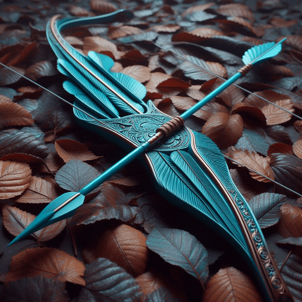 Une flèche posée sur des feuilles mortes, symbolisant la révolution intérieure du Sagittaire