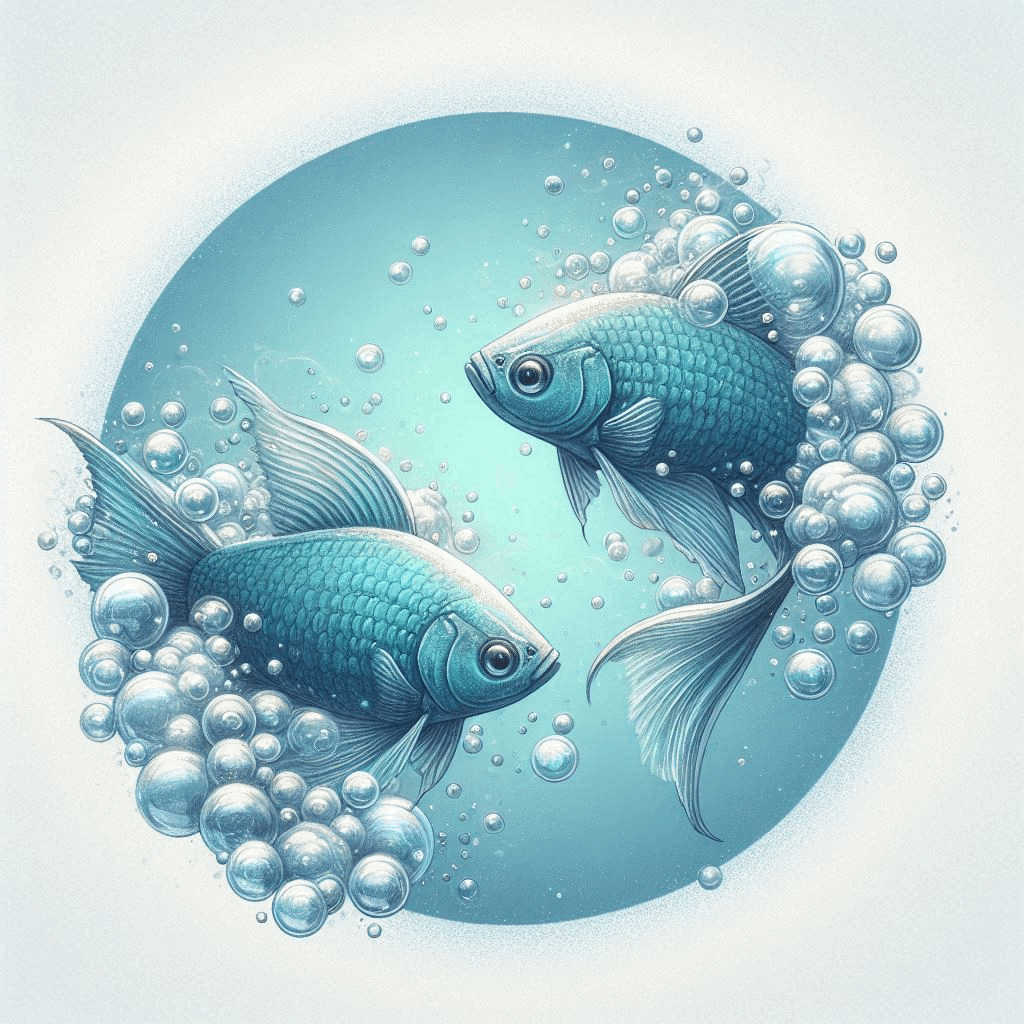 Deux poissons nageant en cercle, symbolisant le défi personnel du Poisson