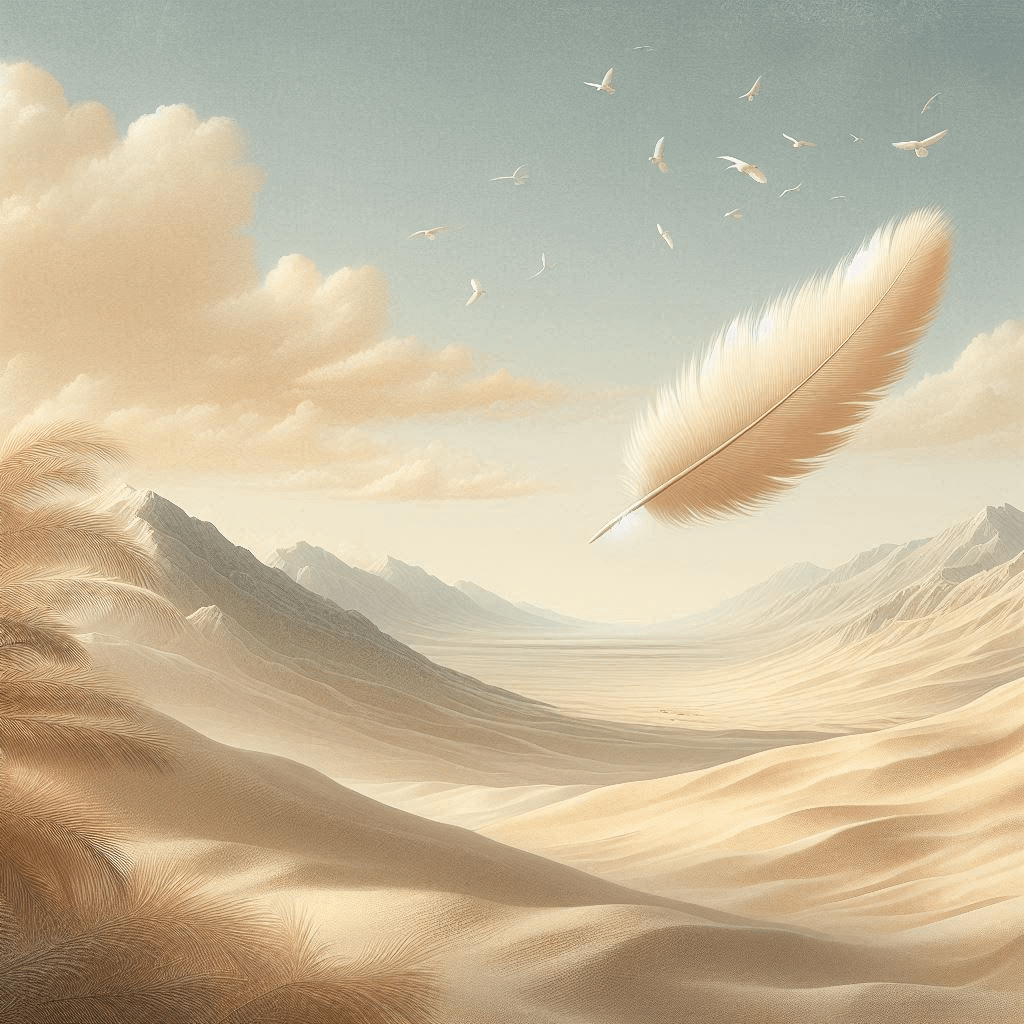 Une plume flottant dans les airs, symbolisant le défi personnel de la Vierge