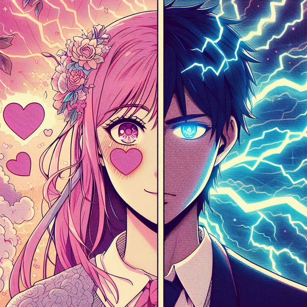 Image moitié love, moitié électrique, symbolisant les signes astrologiques en mode amoureux ou pas