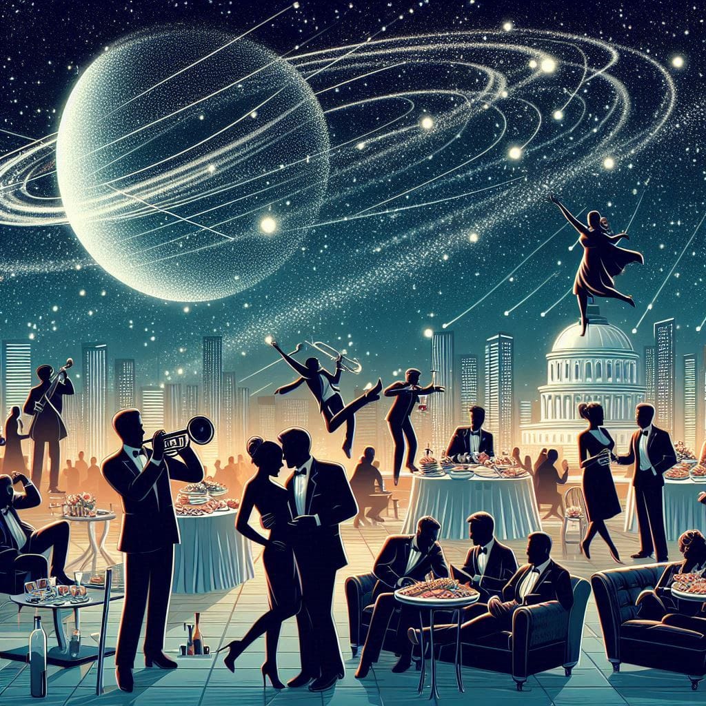 Illustration d'une scène de soirée festive