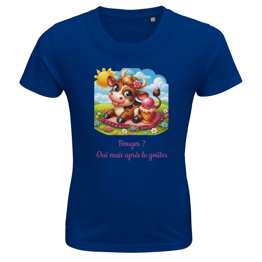 T-shirt fille Taureau bleu outremenr