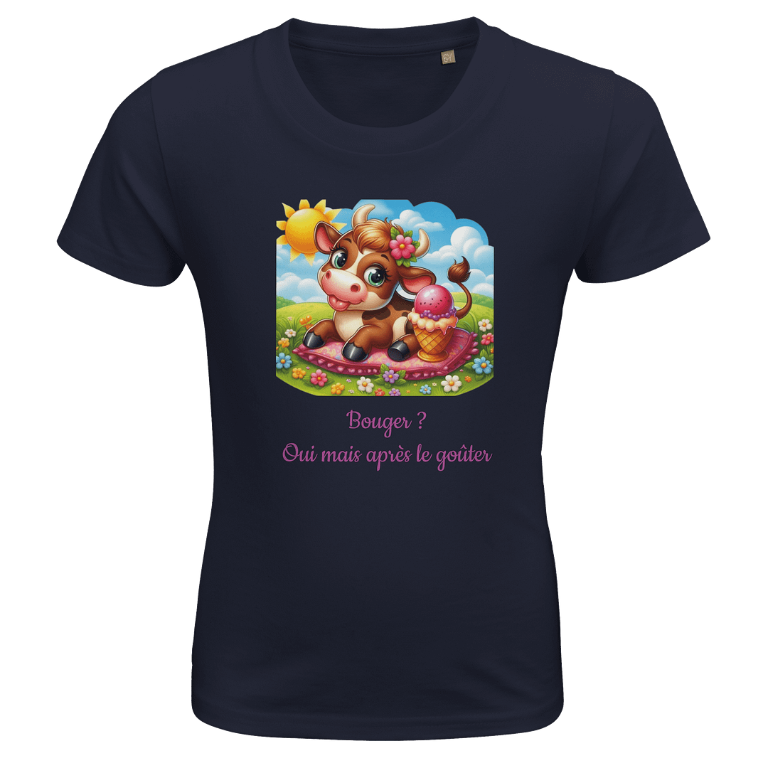 T-shirt fille Taureau bleu marine