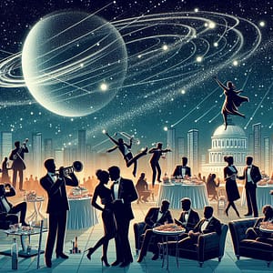 Illustration d'une scène de soirée festive