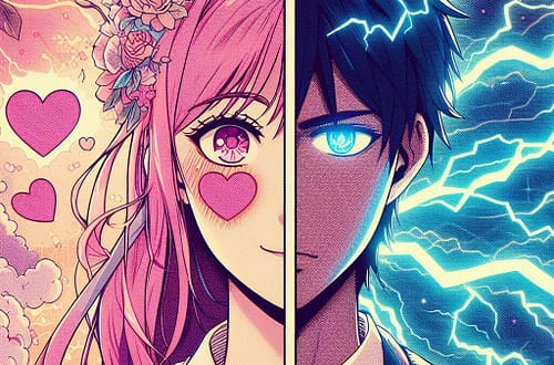 Image moitié love, moitié électrique, symbolisant les signes astrologiques en mode amoureux ou pas
