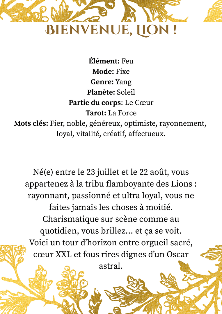 Introduction portrait astral Lion
